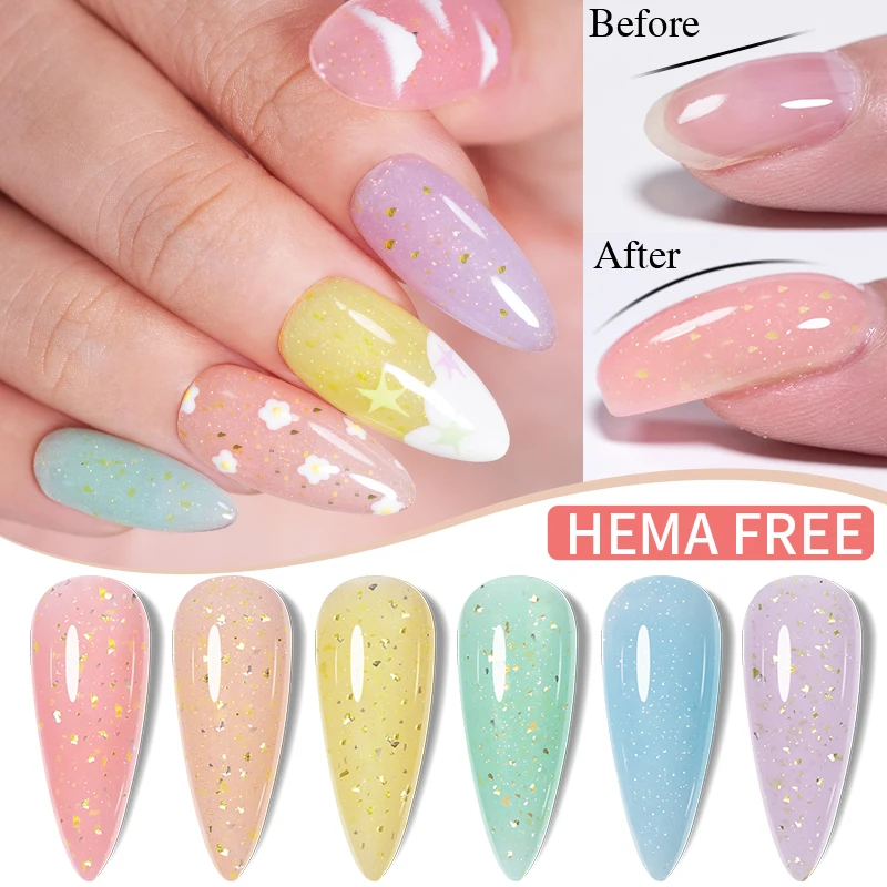 PUENTE Hema Free Extension Nail Gel Polish Crystal Sugar Colors Glitter Sequins Builder Nail Gel Semi-Permanent UV Nail Varnish