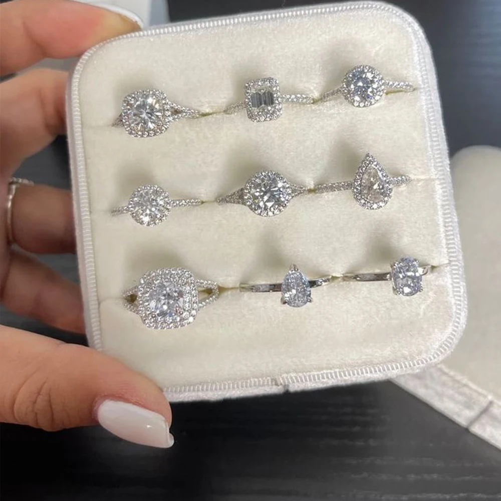 

Elegant and Luxurious 925 Sterling Silver Women's Fine Rings Moissanite Custom Wedding Jewelry with IGI Certificate