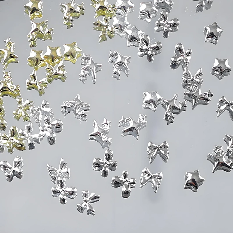 

20PCS Mini 3D Metal Stars Nail art starlight bow rivets Charms Accessories Parts For Nails Decoration Manicure Supplies Material