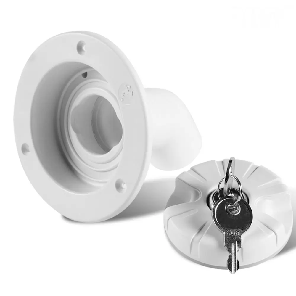 

White/Black Gravity Water Inlet RV ABS 78mm Water Inlet Filler RV Accessories Lockable Water Inlet Filler Tough Fill Hatch Boat