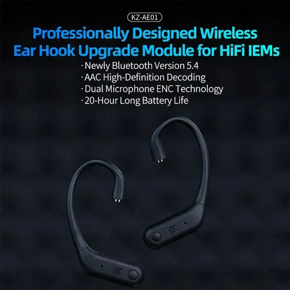 KZ AE01 Wireless Upgrade Cable Bluetooth Compatible5.4 HIFI Wireless Ear Hook Charging Case C PIN For Castor DQS EDXPRO ZS10 PRO