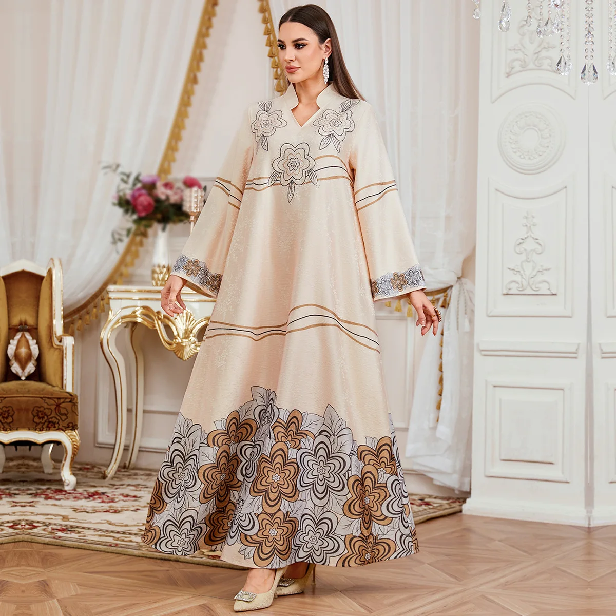 イード・アバヤ 女性用パーティードレス プリント・ジャラビーヤ エレガントなムスリム・ドバイ・ベスティドス・ラルゴ・ラマダン・モロッコ・礼拝用カフタン・ローブ・アバヤス 2026