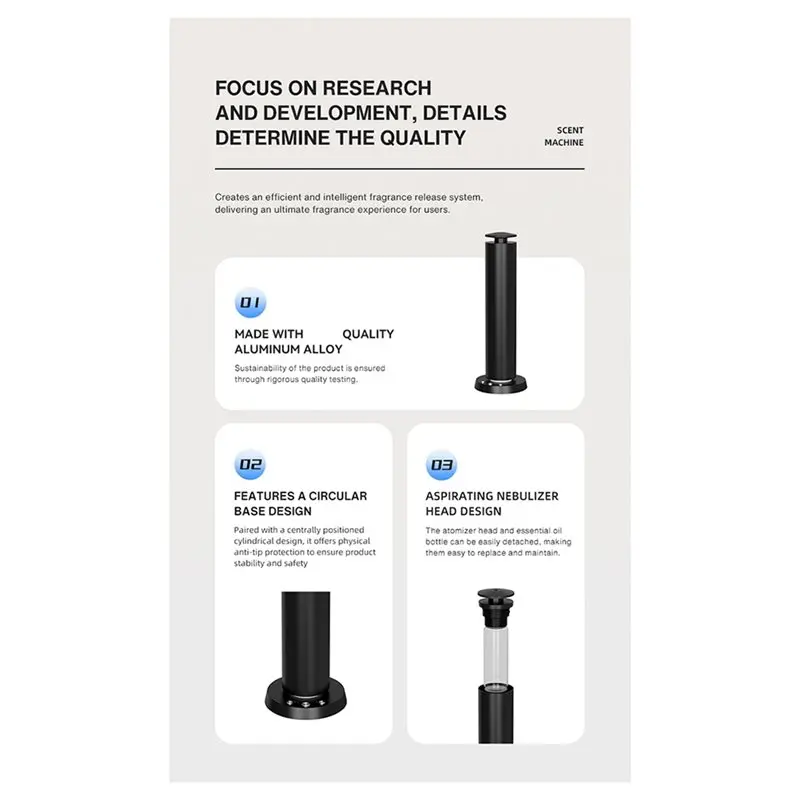 [Durable】 Rechargeable Battery 120ML Metal Bluetooth Aroma Diffuser, Home Fragrance Essential Oil Scent Air Flavor Column