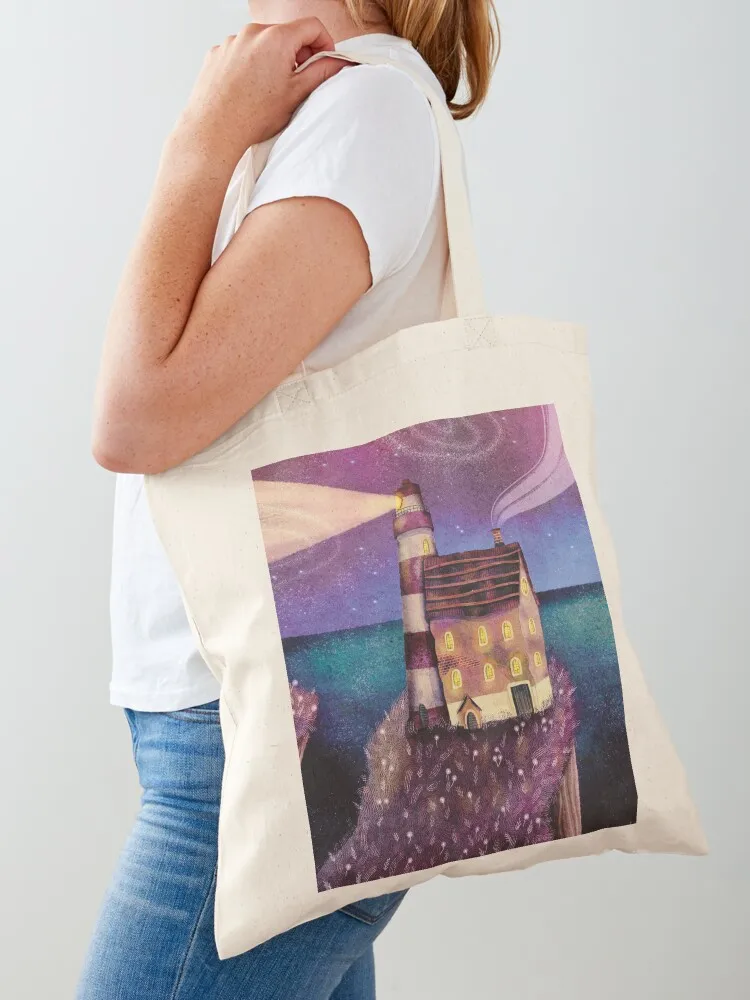 

Night Lighthouse Tote Bag shopping cart bags Big bag women tote bag for beach
