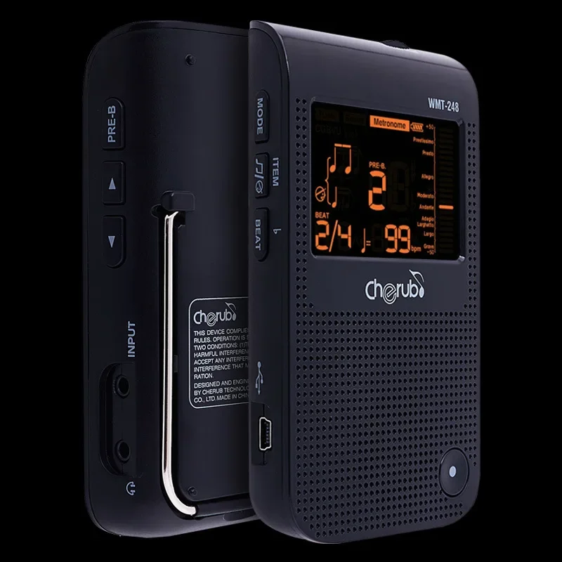 

Cherub WMT-248 metronome tuner for Chromatic Guitar Bass Violin Ukulele Tempo range 30~250 bpm Beat 0~6 Rhythm
