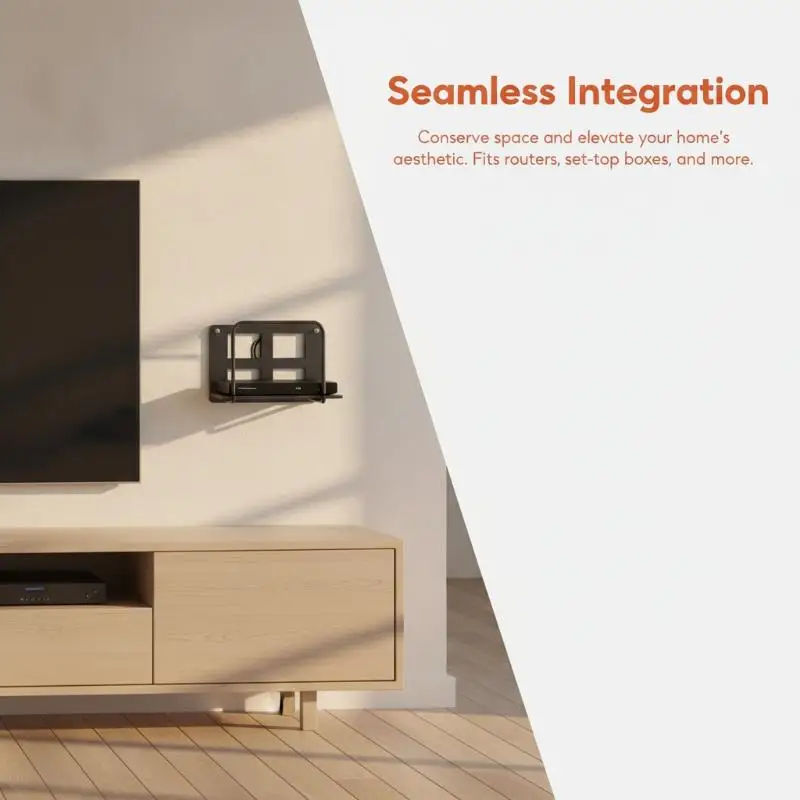 Punch Free Wall Router Bracket Self Adhesive Durable Shelf for WiFi Routers TV Set Top Boxes Living Room Decor - view 6