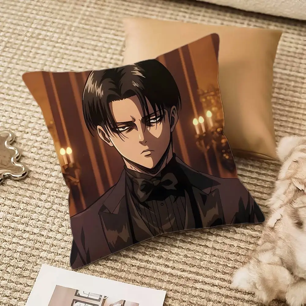 1pc Levi Ackerman Attack On Titan Pillow Case Anti-dustmite Pillowcase Invisible zipper silky plush Sofa