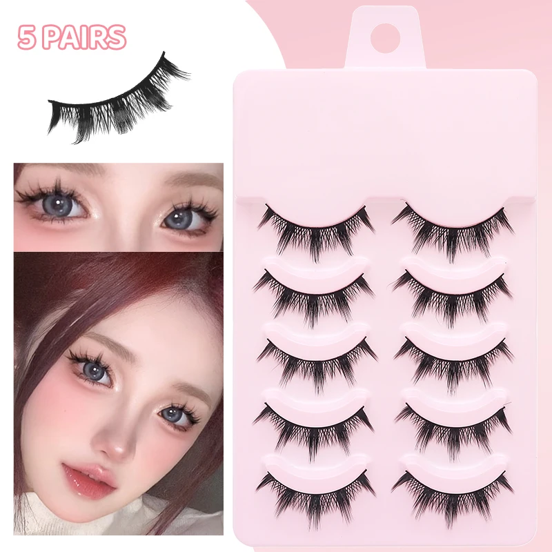 DINGSEN 5 Pares de Pestañas Naturales para Maquillaje Suaves Largas Tira Postizas Herramientas de Belleza 2