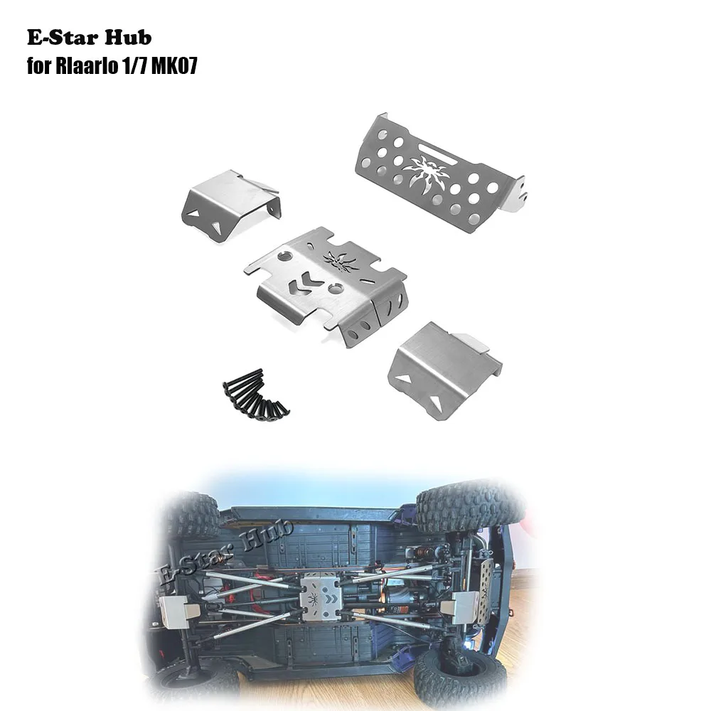 Edelstahl Metall Stoßstange Chassis Rüstung Schutz Skid Platte HD6100 Für Croboll 1/7 MK07 JK07 RC Auto Verbesserte Teile