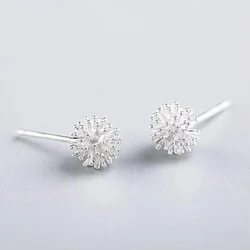 Female dandelion Stud Earring 100% 925 Sterling Silver Earrings For Women Gift Sterling-silver-jewelry Pendientes Mujer