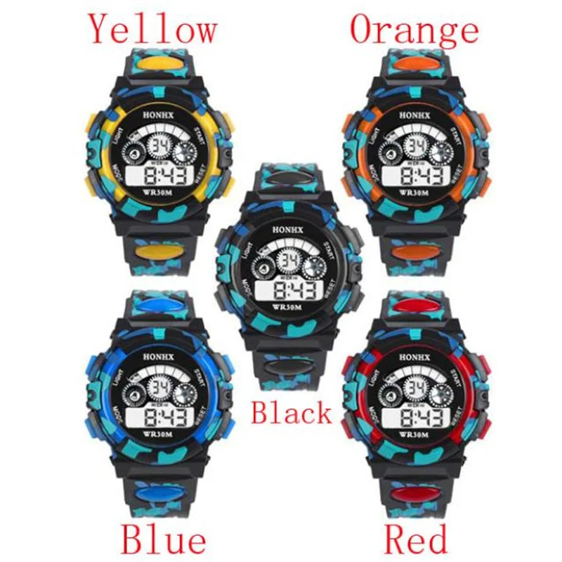 Outdoor Multifunctional Camouflage Children's Watch Ordinary Waterproof Sports Electronic Watch  Boys Girls Saat Erkek Kol Saati