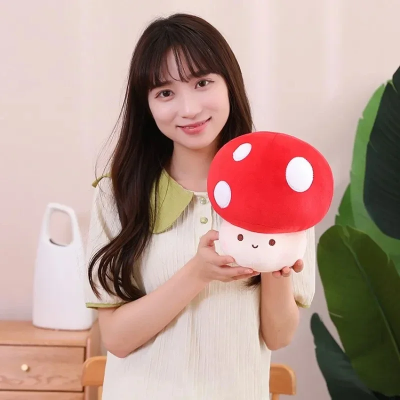 23cm Cute Simulated Mushroom Plush Toy Stuffed Soft Lifelike Plant Kawaii Mushroom Doll Toys