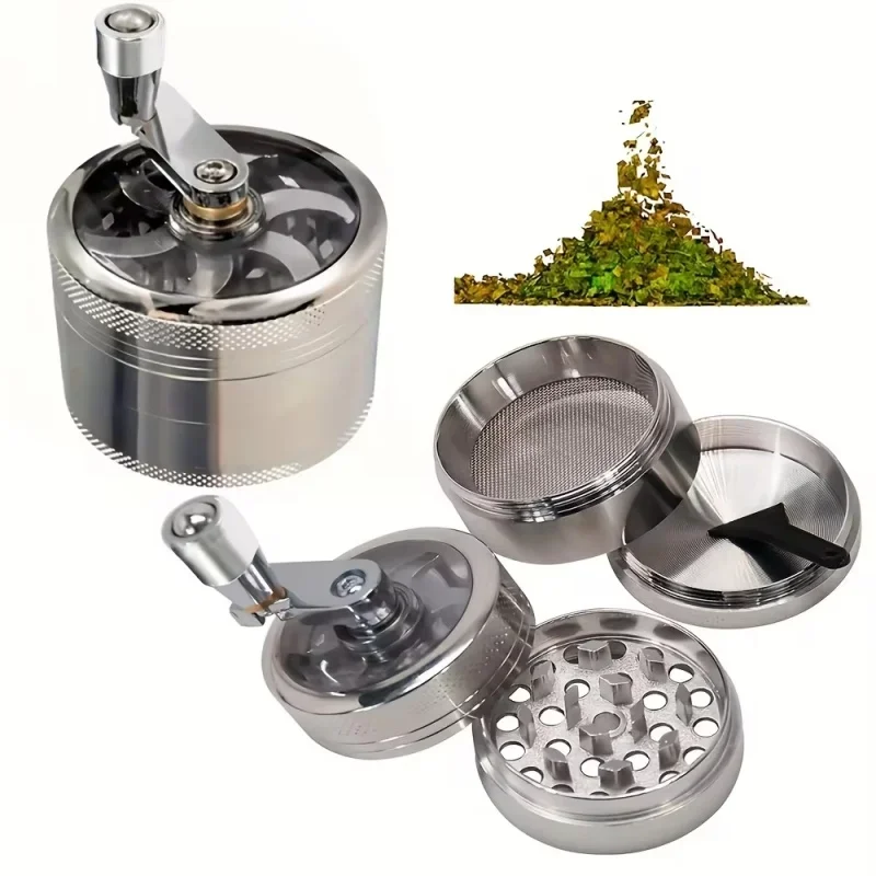 4-layer Tobacco Grinder 40MM Manual Metal Zinc Alloy Herb Mill Spice Crusher Smoke Grinder Crusher Hand Crank Miller Men Gift