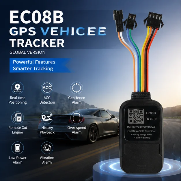 GPS Vehicle Tracker 9-90V EC08B Car Locator GT06 Protocol Real Time Tracking Anti Theft Device Fleet Managemen - view 3