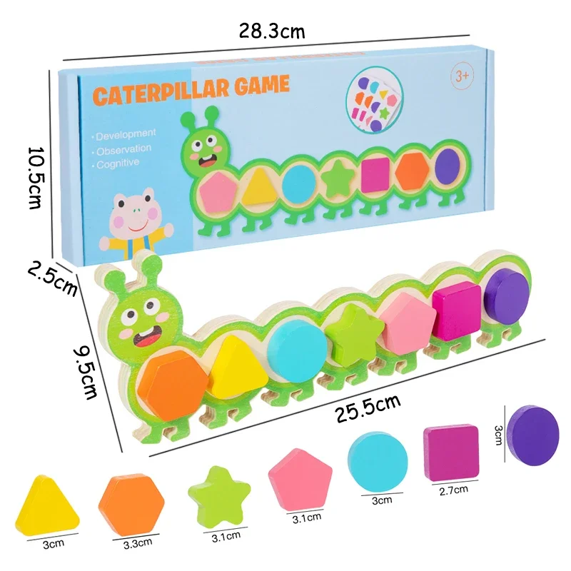 Puzzles chenille magnétiques Montessori, jouets pour enfants, jeu de société d'entraînement à la réflexion logique, couleurs et formes assorties