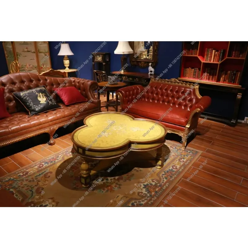 Xx European Solid Wood Sticker Gold Foil Hand-painted Engraving Painting Plum Blossom Shape Gold Brown Khaki Black Coffee Table