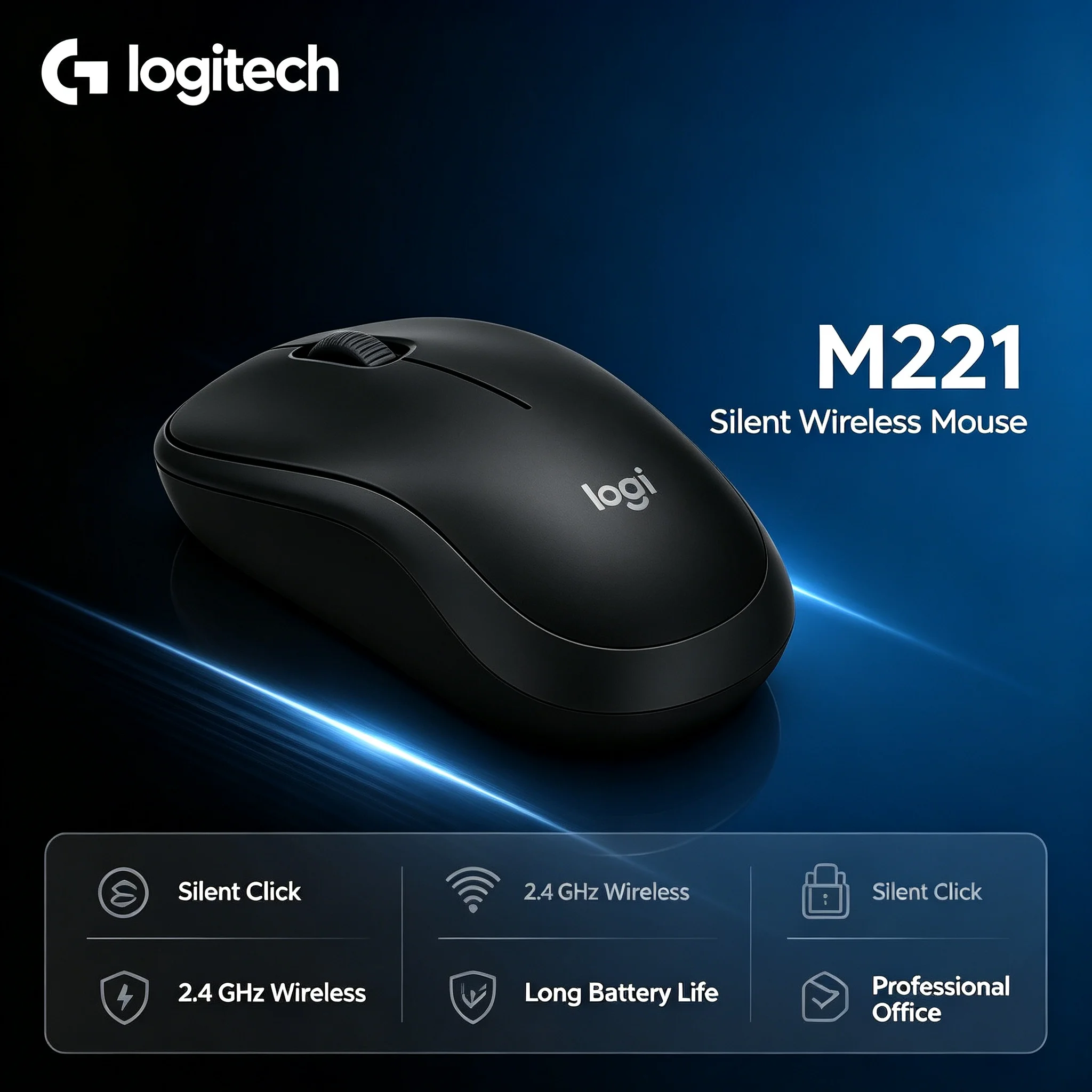 Lightweight Logitech M221 Wireless Silent Mouse Stable Connection Optical Mice For Daily Home Office Computer Use
