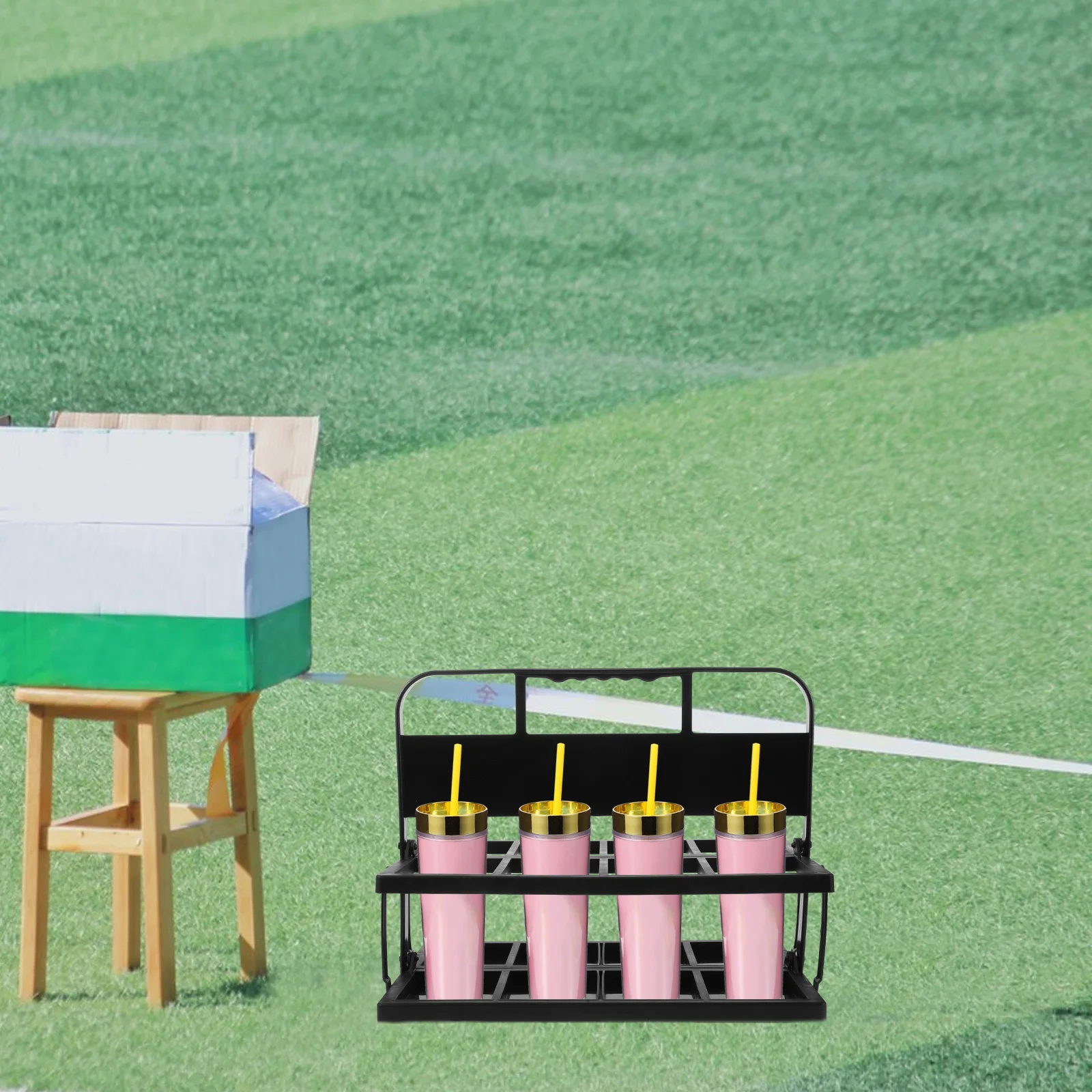 

Durable Foldable Water Bottle Stand 8 Slot Cup Carrier Smooth Portable Storage Solution For Football Coach Beverage Holder