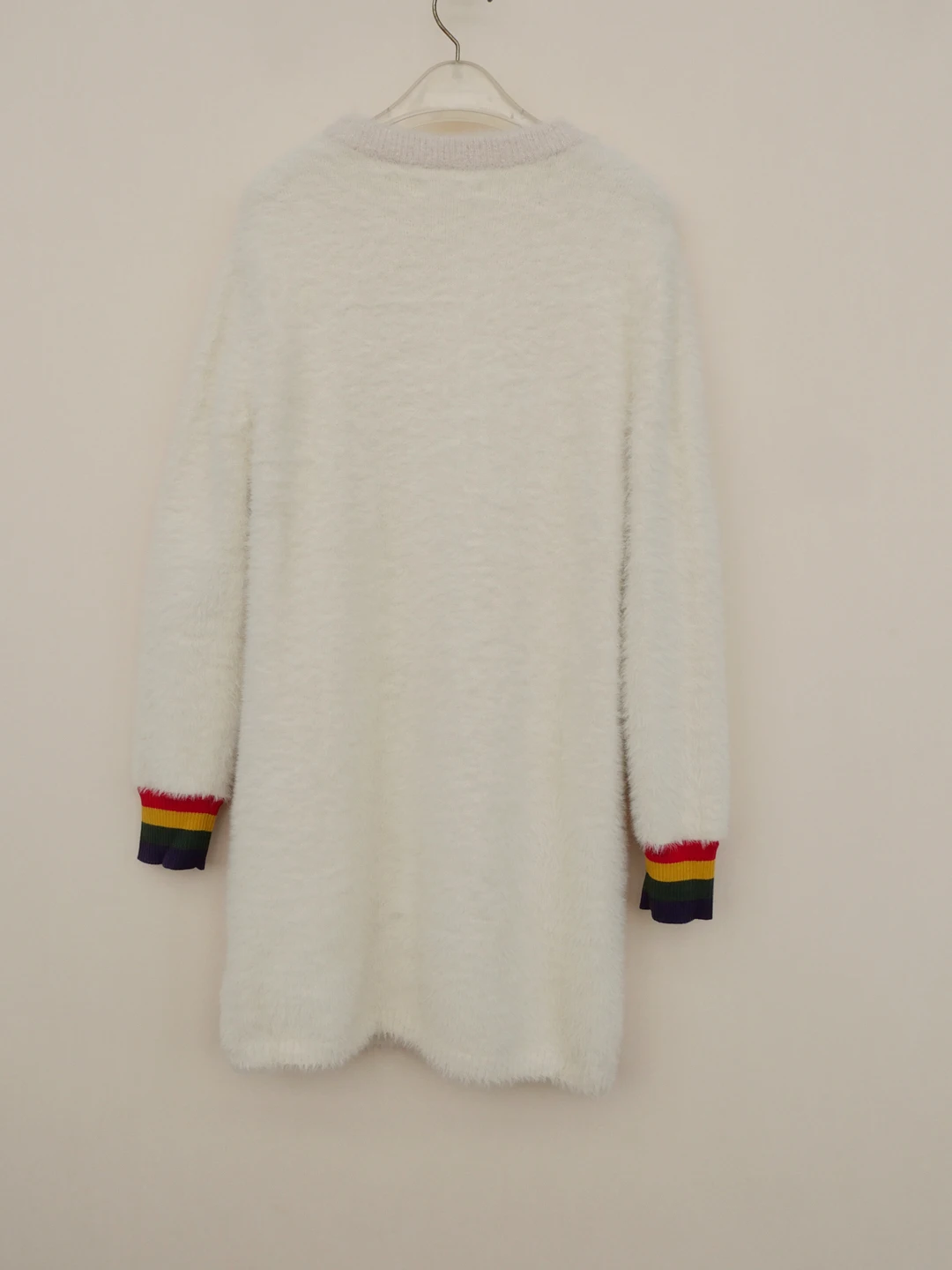 暖かい冬用セーター レディース ラウンドネック フェイクファー ニット ウール ミディアム丈 クール ストレート チューブ ロングスリーブ コート