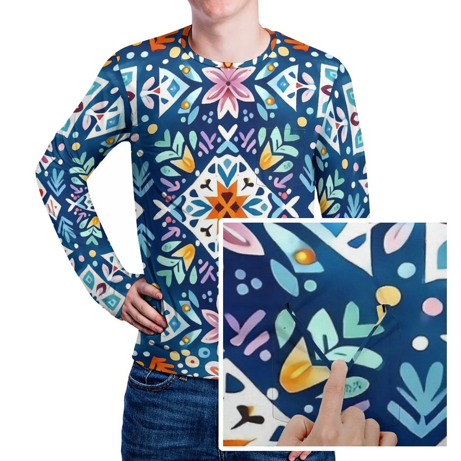 

Футболка с цветочным принтом в скандинавском народном стиле, осенние футболки в уличном стиле, мужская винтажная футболка с принтом, большие размеры 4XL 5XL