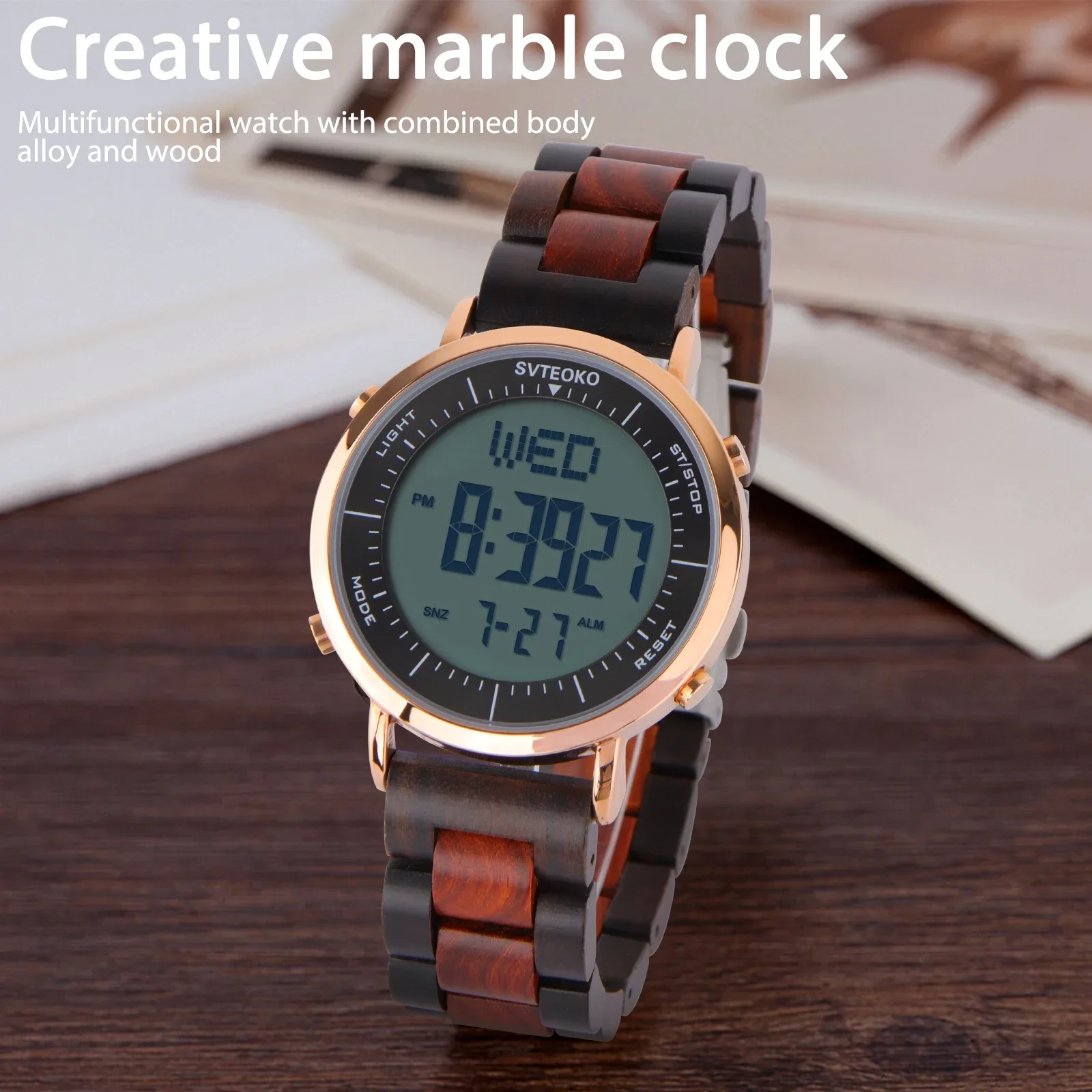 KityKiss new ultra-thin high-definition electronic wooden watch for men and women, fashionable universal couple watch gift