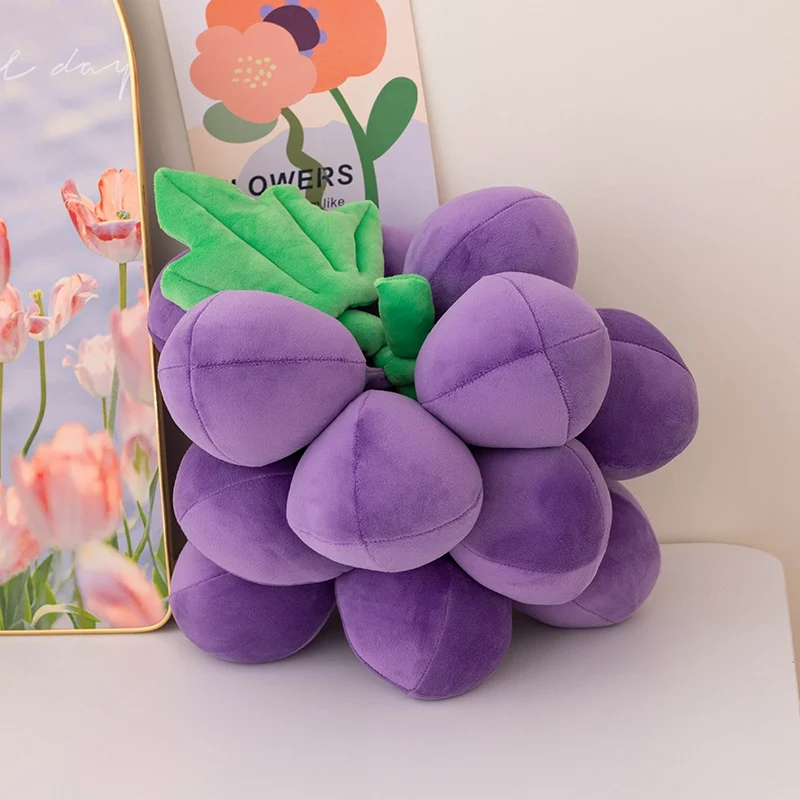 Cartoon Fruits Grape Plush Toy Pillow Cute Home Decor Creative Lifelike Grapes Dolls Stuffed Soft Toys Children Birthday Gift