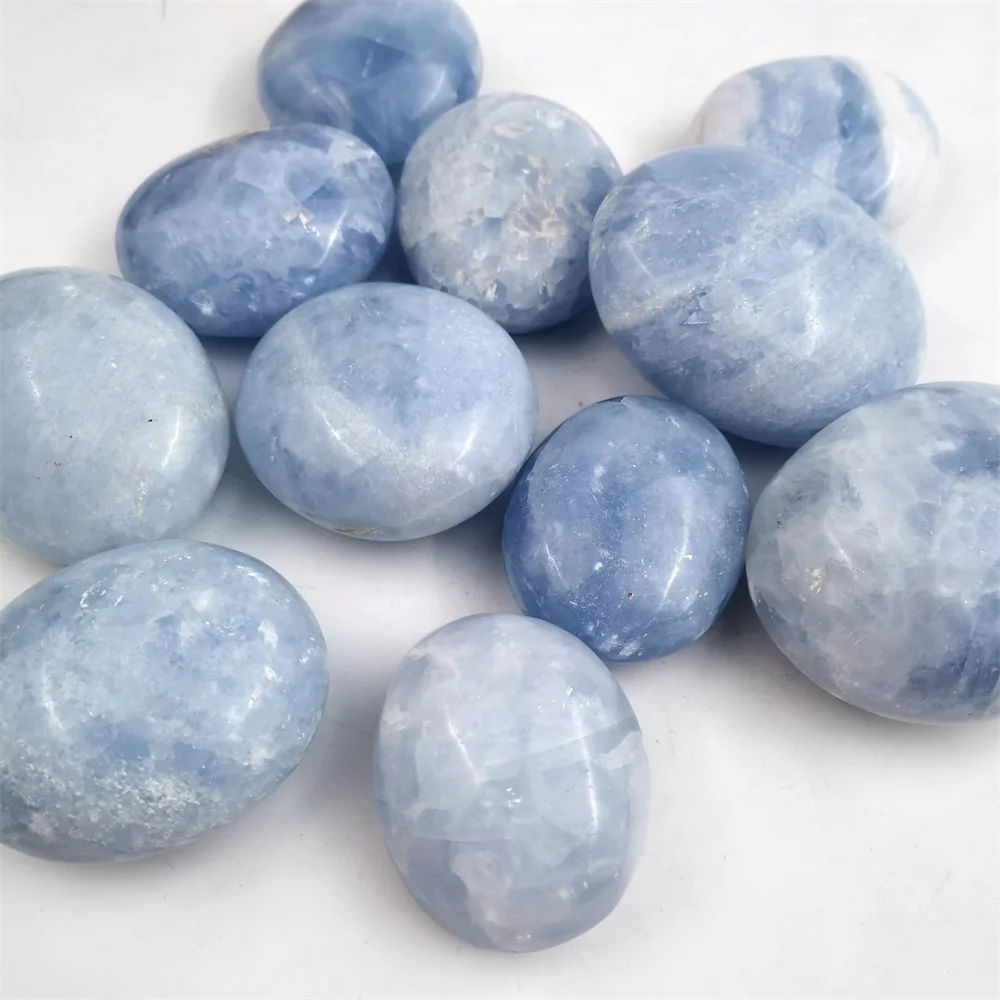 Natural Celestite Palm Stone Crystal Tumble Beautiful Blue Celestine Egg Crystal Quartz For Home Decoration And Gift