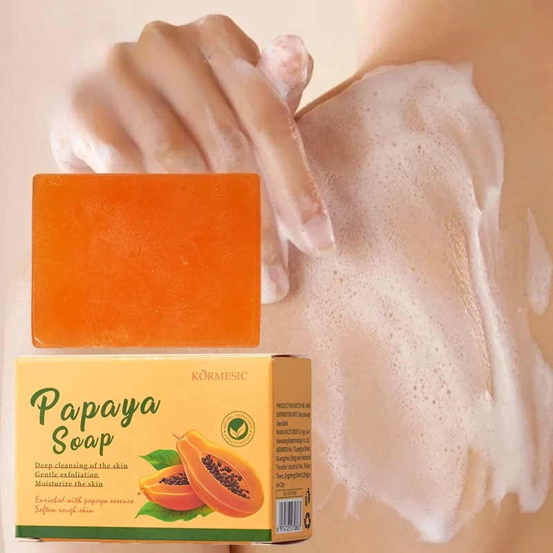 1cps or 3pcs Papaya soap fragrance bath deep cleansing moisturizing improve dry skin gentle exfoliation handmade soap Skincare