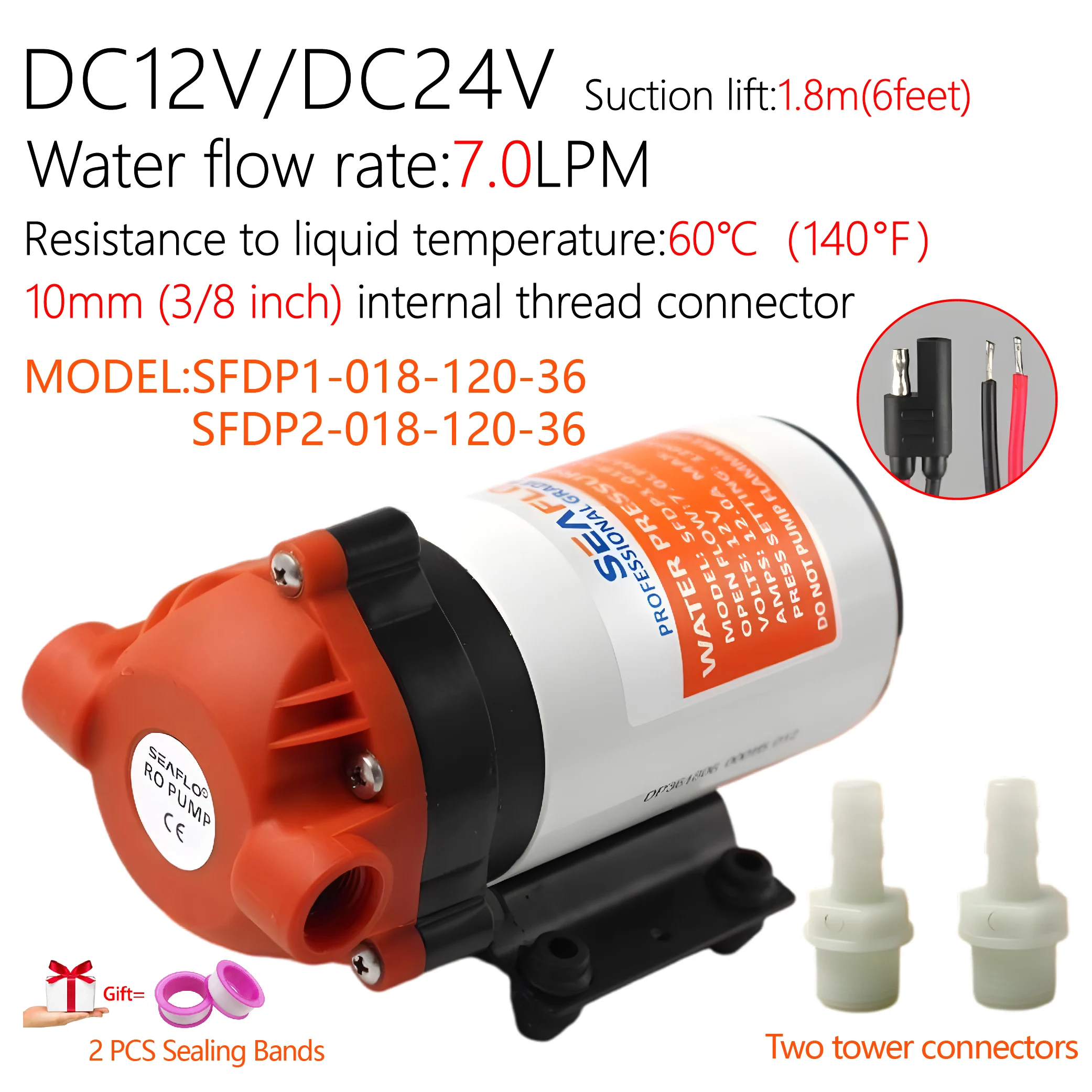 

Трехкамерный мембранный насос, самовсасывающий постоянный ток 12 В/24 В, 7 л/мин, промышленная машина высокого давления, высокого расхода, для мойки и чистки автомобилей.