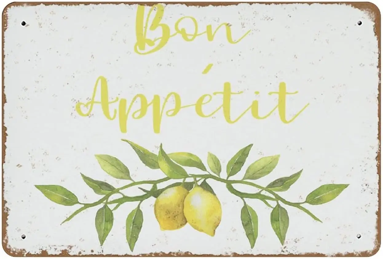 Bon Appetit Print Lemon Wall Art Lemon Decor French Country Decor Dining Room Decor Kitchen Farmhouse Wall Decor Printable  sign