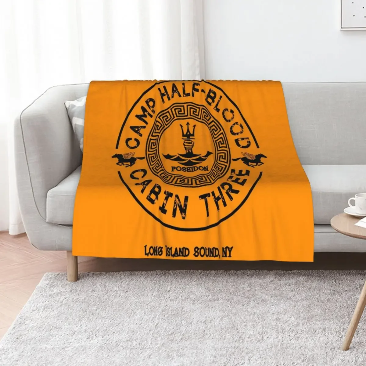 

Percy Jackson - Camp Half-Blood - Cabin Three - Poseidon Throw Blanket Hair for sofa Furry Sofa Throw Blankets