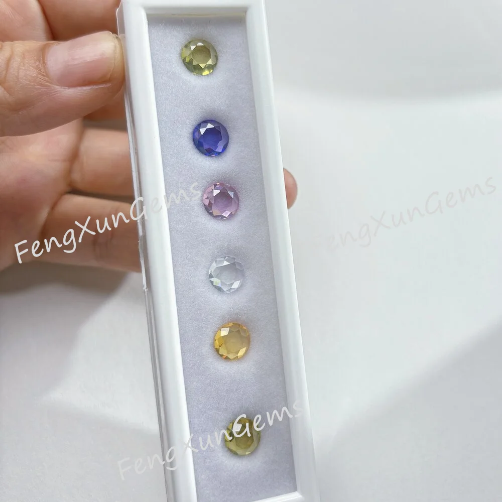 5A Quality 5~7mm Olive Yellow  Round  Flat bottom facet Cut AAAAA Loose CZ Stone Cubic Zirconia Gemstone CZ Gemstones