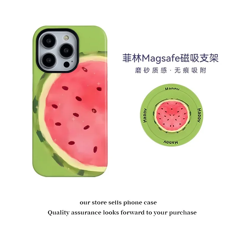 

Summer Green Watermelon Case for IPHONE 17 16ProMax 15 14 13 12 11 PRO Plus XR XS SE Acrylic TPU Two in One Magnetic Phone Cases
