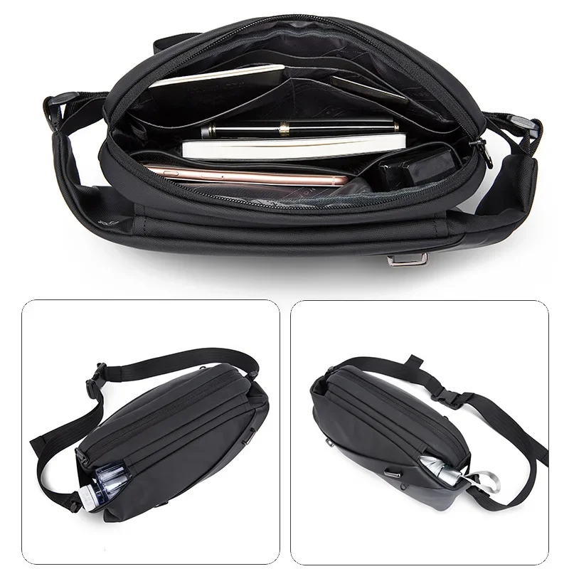 BANGE Crossbody Bag Men Big Capacity Waterproof Multifunction  Shoulder Bag Male Sling Chest Bags For Waist Belt Matching