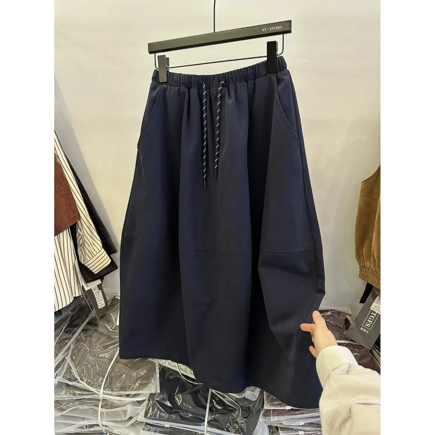 Ele Bla ألف خط زهرة برعم تنورة المرأة ربيع الخريف حجم كبير مرونة الخصر غطاء البطن منتصف طول f تنورة #3