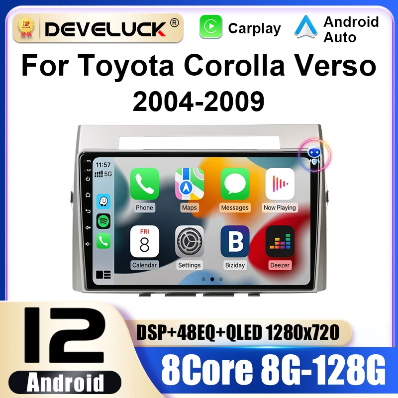

Android 12 Car Radio For Toyota Corolla Verso AR10 2004-2009 2 Din GPS Carplay Auto Stereo intelligent Systems Smart Autoradio
