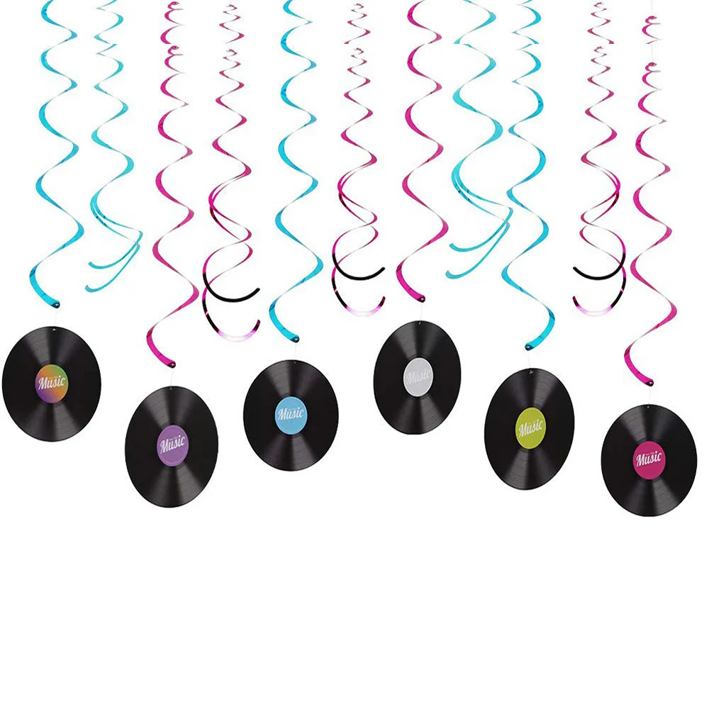 الموسيقى تحت عنوان زينة الحفلات ملاحظات الموسيقى راية 1950's روك لوازم الحفلات ريترو سجل معلق أكاليل زينة عيد الميلاد #2