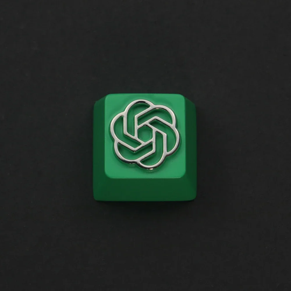 Keystone Artisan Keycaps Green OpenAI GPT for Mechanical Keyboard OEM Height Zinc Aluminum Alloy R4 Height