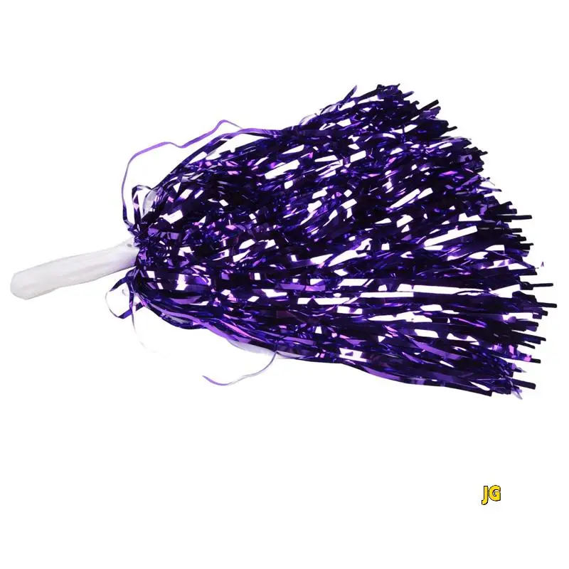 

120Pcs Cheerleading Pom Poms Metallic Foil Cheer Pom Poms With Plastic Handle For Adults Kids Cheerleaders Party Purple