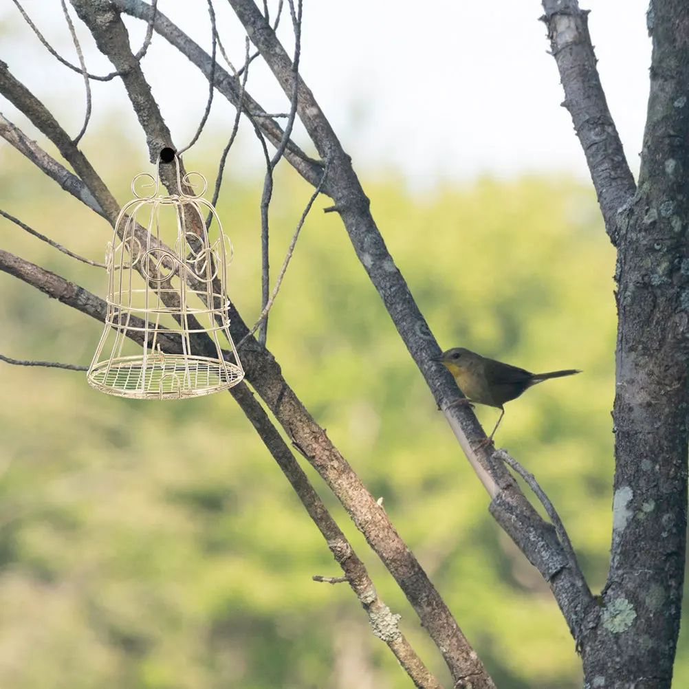 

4Pcs Vintage Iron Hollowout Bird Cage Feeder Elegant Golden Hanging Bird Feeder for Indoor Outdoor Garden Balcony Backyard