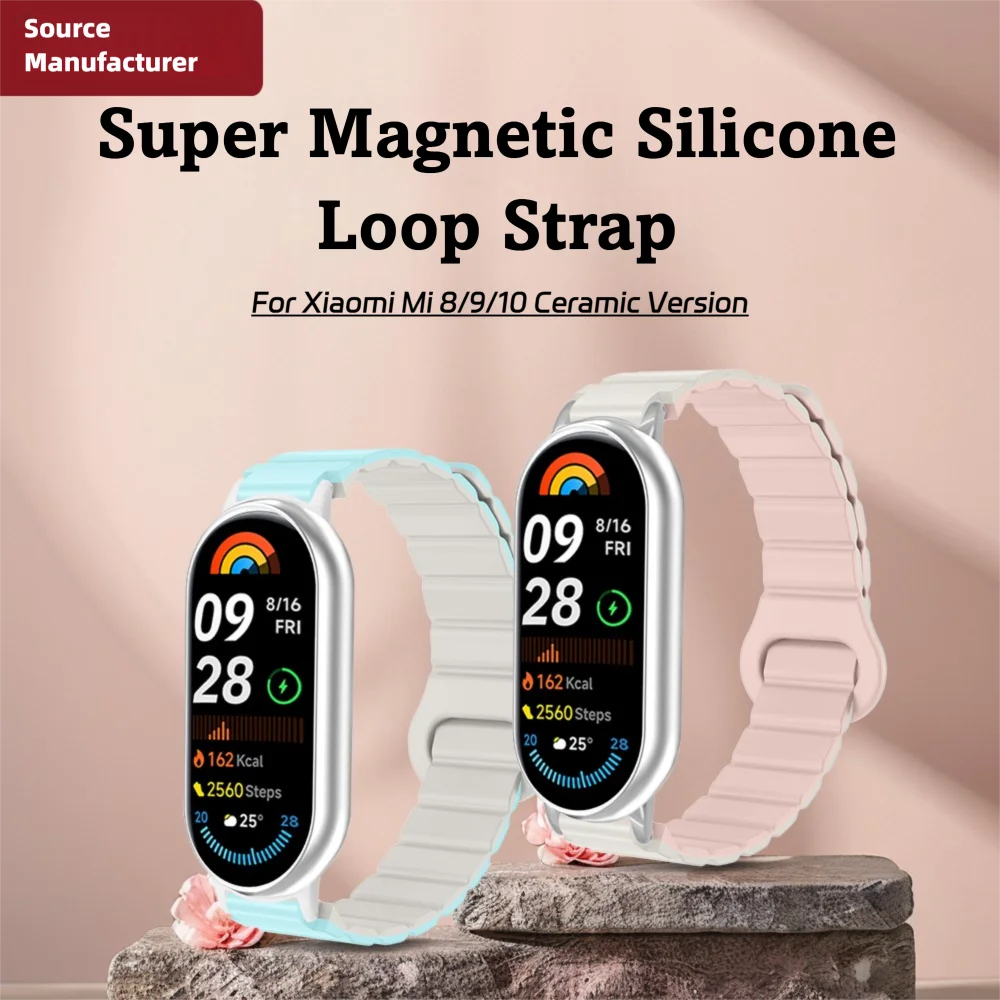 Магнитный браслет для Xiaomi Mi Smart Band 8 9 10 9/10, керамический ремешок, моющийся быстросъемный спортивный браслет для мужчин и женщин