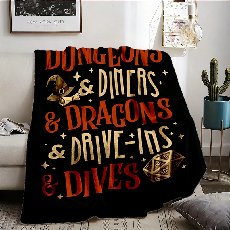Dungeons Diners Dragons Drive-ins Dives 2sides Flannel Blanket Vintage, Master Flannel Throw, Video Game Fan Lovers