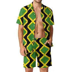 Conjunto de camisa informal con cojín jamaiquino para hombre, pantalones cortos de diseño de manga corta, traje de vacaciones de verano, talla grande 3XL