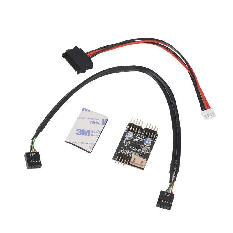 9pin USB Conector 1 a 2 USB Cabo de Extensão USB HUB USB2.0 9Pin Header Conector Adaptador Porta Multiplicador com SATA Cabo De Alimentação