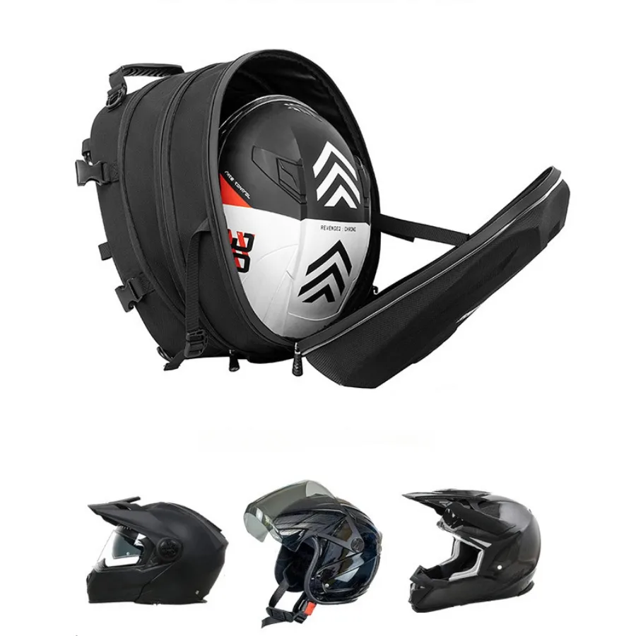 Bolsa universal para capacete de assento traseiro de motocicleta, expansível, 20l-28l, portátil, completa e meio, armazenamento de viagem, acessórios modificados
