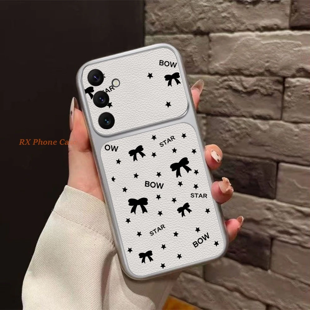 Bow And Star Print Phone Case For Samsung S26 Ultra A56 S26 Plus S26 A36 S25 S24 S23 Ultra A57 A37 TPU Leather Texture Cover