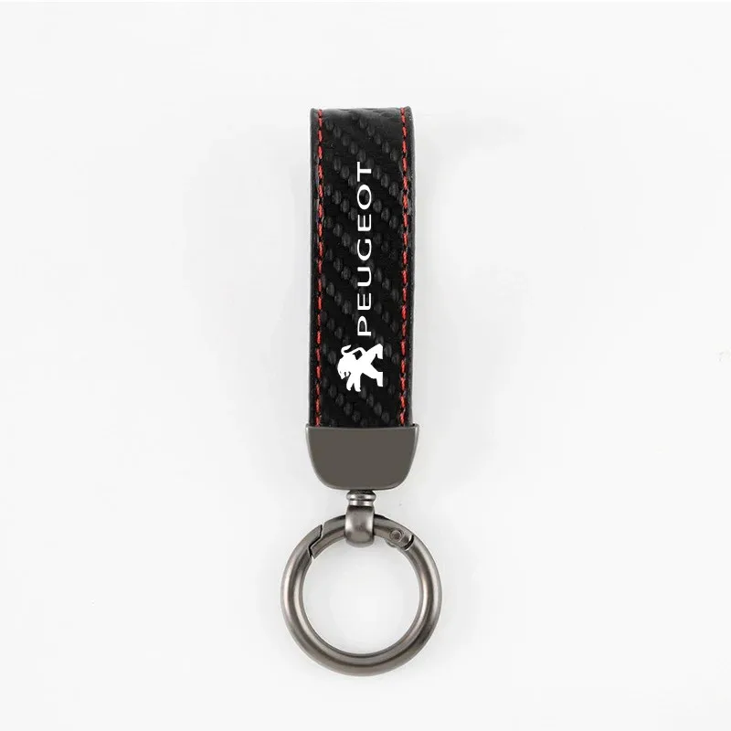 Carbon Fiber Car Styling Keychain Auto Pendant Key Chain Ring Gift For Peugeot 206 207 307 3008 2008 308 406 407 408 508 301 208