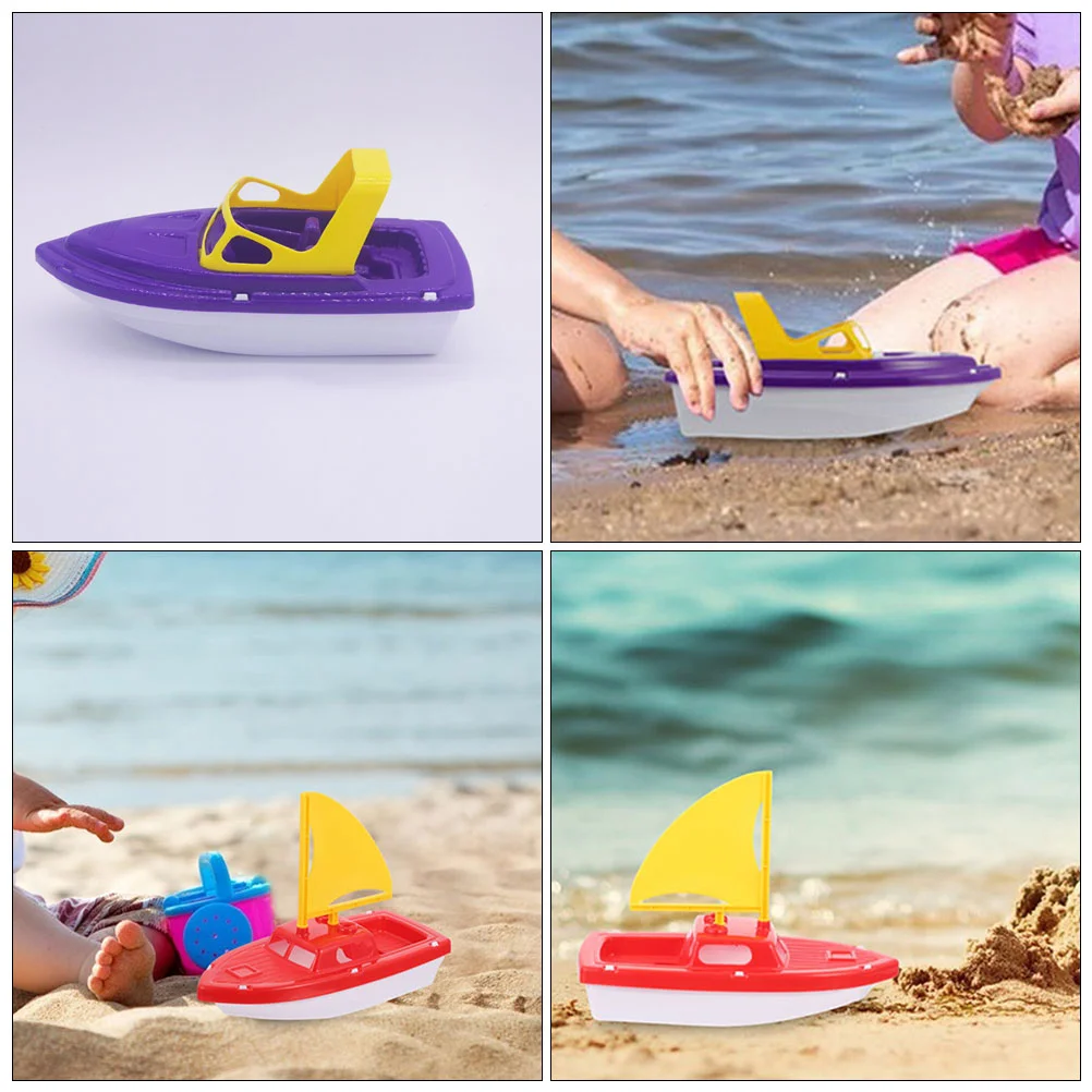 Plastic Speedboat Toys for Baby, Cartoon Yacht, Banho, Engraçado, Criança, Criança, Praia, 2 Pcs