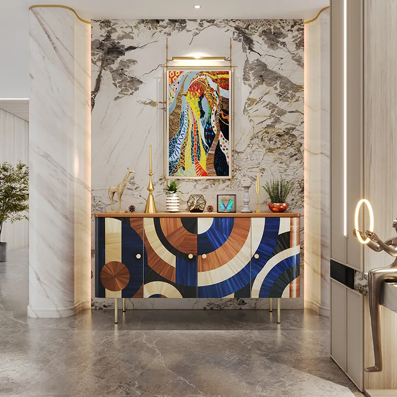 

Italian light luxury door cabinet, high-end sense art parquet villa, living room wall decorative cabinet, high-end storage