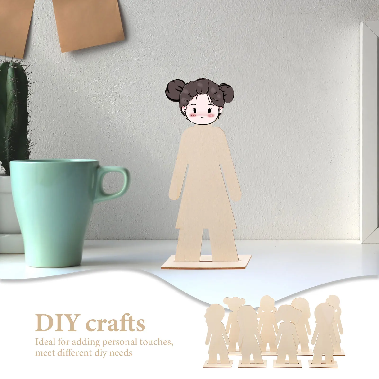 

20pcs Wooden People Cutouts Unfinished Wood Chips for DIY Crafts Home Decor Party Supplies Blank Wood Slices Sewing Accessories